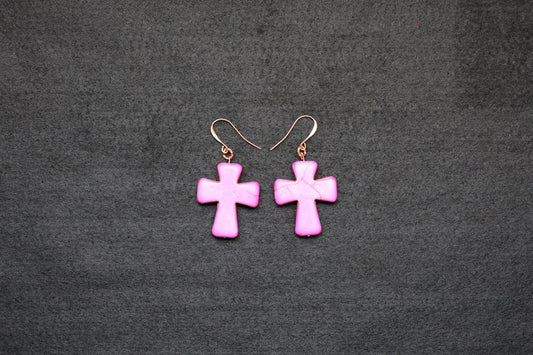 Howlite Cross Earrings